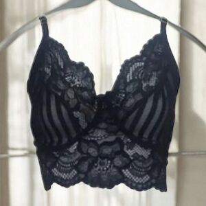 Mapale Pinstripe Lace Bralette Black Sheer Lingerie XL